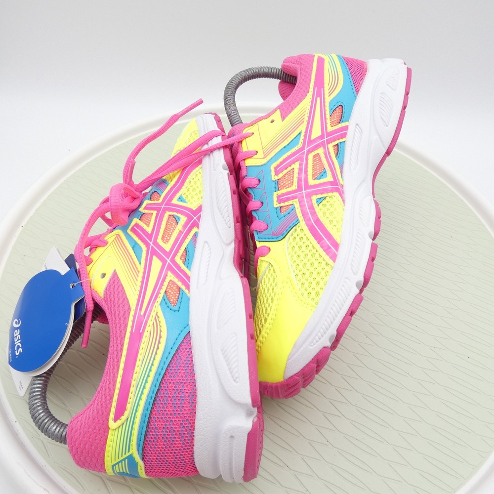 Asics Gel-Contend 3 Womens Running Shoes Neon Yellow Pink Blue C566N Size 6 - Picture 6 of 11